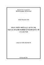 Luận án tiến sĩ phát triển nhân lực quản trị tại các doanh nghiệp lữ hành quốc tế của hà nội