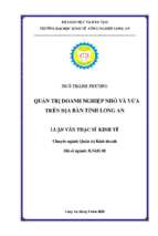 Luận văn thạc sĩ quản trị doanh nghiệp nhỏ và vừa trên địa bàn tỉnh long an