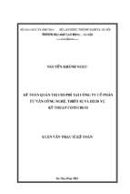 Luận văn thạc sĩ kế toán quản trị chi phí tại công ty cổ phần tư vấn công nghệ thiết bị và dịch vụ kỹ thuật cotechco