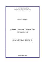 Luận văn thạc sĩ quản lý tài chính tại bệnh viện phụ sản hà nội