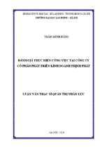 Luận văn thạc sĩ đánh giá thực hiện công việc tại công ty cổ phần phát triển kinh doanh thịnh phát