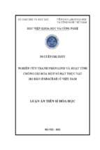 Luận án nghiên cứu thành phần lipid và hoạt tính chống oxi hóa một số hạt thực vật họ đậu (fabaceae) ở việt nam