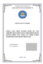 Nâng cao chất lượng dịch vụ vận chuyển hàng hóa xuất nhập khẩu bằng đường biển của công ty tnhh yusen logistics solutions việt nam