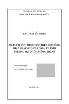 Quản trị quy trình thực hiện hợp đồng nhập khẩu ô tô của công ty tnhh thương mại ô tô trường thành