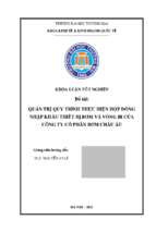 Quản trị quy trình thực hiện hợp đồng nhập khẩu thiết bị bơm và vòng bi của công ty cổ phần bơm châu âu