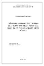 Giải pháp mở rộng thị trường xuất khẩu sản phẩm nhựa của công ty cổ phần tập đoàn nhựa đông á