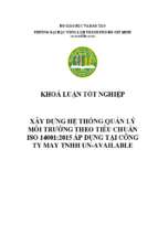 Xây dựng hệ thống quản lý môi trường theo tiêu chuẩn iso 14001 2015 áp dụng tại công ty may tnhh un available