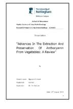 Advances in the extraction and preservation of anthocyanin from vegetables a review
