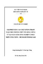 Giải pháp nâng cao chất lượng thanh toán theo phương thức tín dụng chứng từ tại ngân hàng nông nghiệp và phát triển nông thôn   chi nhánh tỉnh hà nam