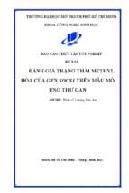 Đánh giá trạng thái methyl hóa của gen socs1 trên mẫu mô ung thư gan
