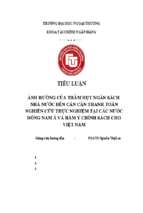 Ảnh hưởng của thâm hụt ngân sách nhà nước đến cán cân thanh toán nghiên cứu thực nghiệm tại các nước đông nam á và hàm ý chính sách cho việt nam