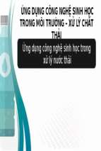 Ứng dụng công nghệ sinh học trong xử lý nước thảix