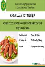 Nghiên cứu xác định công thức chế biến xúc xích thịt lợn sấy khô