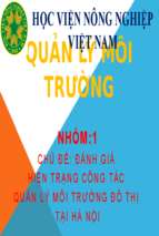 Đánh giá hiện trạng công tác quản lý môi trường đô thị tại hà nộix