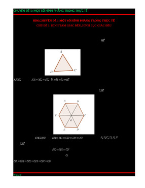 Hh6 chuyên đề 1 chủ đề 1 hình tam giác đề, hình lục giác đều