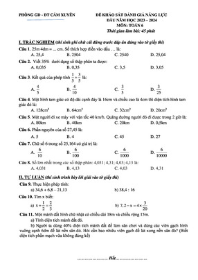 Đề khảo sát toán 6 pdf)