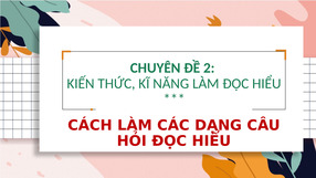 Phần 1  lý thuyết làm các dạng câu đọc hiểu