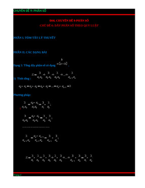 S6 chuyên đề 9 chủ đề 6 dãy phân số theo quy luật