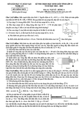 Vat li 12 de thi hsg mon vat li 12 so gddt nghe an nam hoc 2022  2023