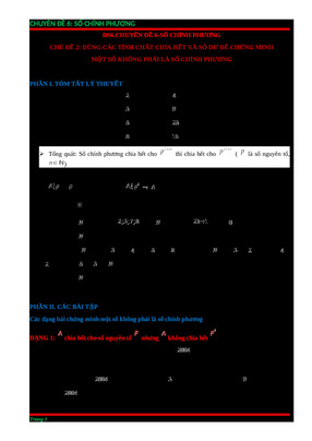 S6 chuyên đề 6 chủ đề 2 dùng các tính chất chia hết và số dư để chứng minh