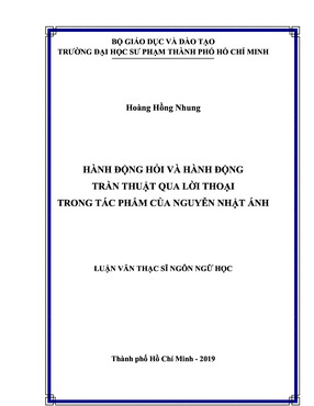 Hành Động Hỏi Và Hành Động Trần Thuật Qua Lời Thoại Trong Tác Phẩm Của Nguyễn Nhật Ánh