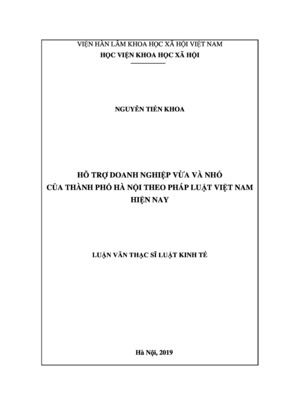 Hỗ Trợ Doanh Nghiệp Vừa Và Nhỏ Của Thành Phố Hà Nội Theo Pháp Luật Việt Nam Hiện Nay