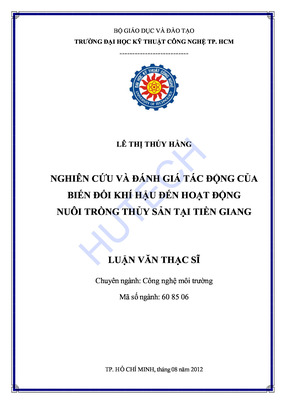 Nghiên Cứu Và Đánh Giá Tác Động Của Biến Đổi Khí Hậu Đến Hoạt Động Nuôi Trồng Thủy Sản Tại Tiền Giang