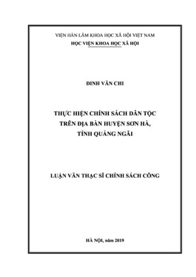 Thực Hiện Chính Sách Dân Tộc Từ Thực Trên Địa Bàn Huyện Sơn Hà, Tỉnh Quảng Ngãi