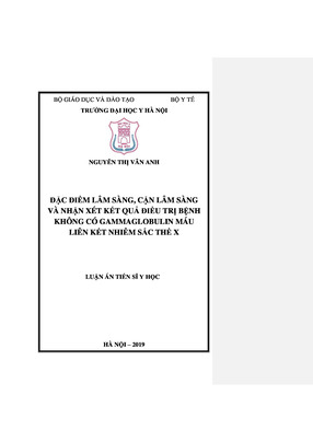 Đặc Điểm Lâm Sàng, Cận Lâm Sàng Và Nhận Xét Kết Quả Điều Trị Bệnh Không Có Gammaglobulin Máu Liên Kết Nhiễm Sắc Thể X