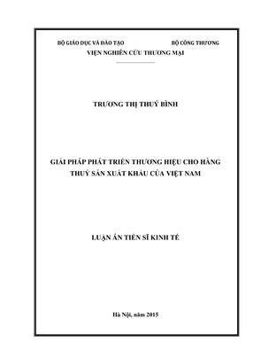 Giải Pháp Phát Triển Thương Hiệu Cho Hàng Thủy Sản Xuất Khẩu Của Việt Nam