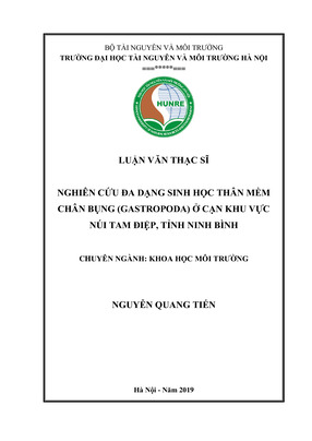 Nghiên Cứu Đa Dạng Sinh Học Thân Mềm Chân Bụng (Gastropoda) Ở Cạn Khu Vực Núi Tam Điệp, Tỉnh Ninh Bình