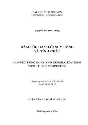 Hàm Lồi, Hàm Lồi Suy Rộng Và Tính Chất