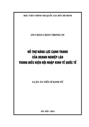 Hỗ Trợ Năng Lực Cạnh Tranh Của Doanh Nghiệp Lào Trong Điều Kiện Hội Nhập Kinh Tế Quốc Tế