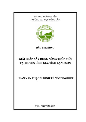 Giải Pháp Xây Dựng Nông Thôn Mới Tại Huyện Bình Gia, Tỉnh Lạng Sơn