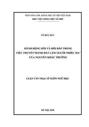 Hành Động Hỏi Và Hồi Đáp Trong Tiểu Thuyết Mảnh Đất Lắm Người Nhiều Ma Của Nguyễn Khắc Trường