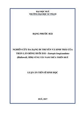 Nghiên Cứu Đa Dạng Di Truyền Và Sinh Thái Của Thằn Lằn Bóng Đuôi Dài  Eutropis Longicaudatus (Hallowell, 1856) Vùng Tây Nam Thừa Thiên Huế