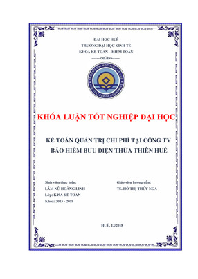 Kế Toán Quản Trị Chi Phí Tại Công Ty Bảo Hiểm Bưu Điện Thừa Thiên Huế