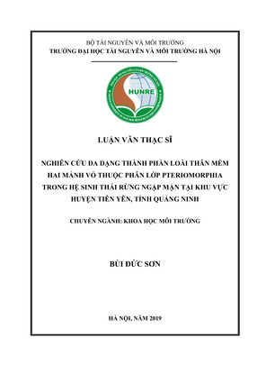 Nghiên Cứu Đa Dạng Thành Phần Loài Thân Mềm Hai Mảnh Vỏ Thuộc Phân Lớp Pteriomorphia Trong Hệ Sinh Thái Rừng Ngập Mặn Tại Khu Vực Huyện Tiên Yên, Tỉnh Quảng Ninh