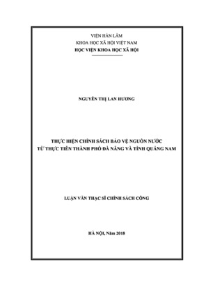 Thực Hiện Chính Sách Bảo Vệ Nguồn Nước Từ Thực Tiễn Thành Phố Đà Nẵng Và Tỉnh Quảng Nam