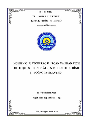 Nghiên Cứu Công Tác Kế Toán Và Phân Tích Hiệu Quả Sử Dụng Tài Sản Cố Hữu Hình Tại Công Ty Scavi Huế