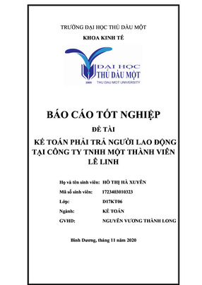 Kế Toán Phải Trả Cho Người Lao Động Tại Công Ty Tnhh Mtv Lê Linh