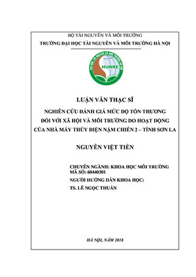 Nghiên Cứu Đánh Giá Mức Độ Tổn Thương Đối Với Xã Hội Và Môi Trường Do Hoạt Động Của Nhà Máy Thủy Điện Nậm Chiến 2 -Tỉnh Sơn La