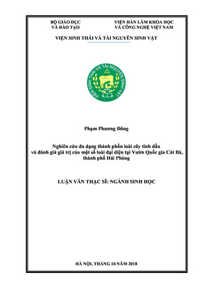 Nghiên Cứu Đa Dạng Thành Phần Loài Cây Tinh Dầu Và Đánh Giá Giá Trị Của Một Số Loài Đại Diện Tại Vườn Quốc Gia Cát Bà, Thành Phố Hải Phòng