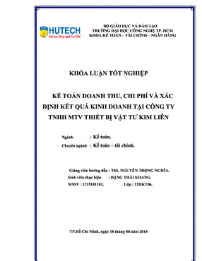 Kế Toán Doanh Thu, Chi Phí Và Xác Định Kết Quả Kinh Doanh Tại Công Ty Tnhh Mtv Thiết Bị Vật Tư Kim Liên