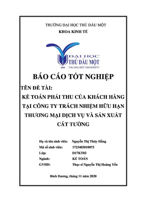 Kế Toán Phải Thu Của Khách Hàng Tại Công Ty Trách Nhiệm Hữu Hạn Thương Mại Dịch Vụ Và Sản Xuất Cát Tường