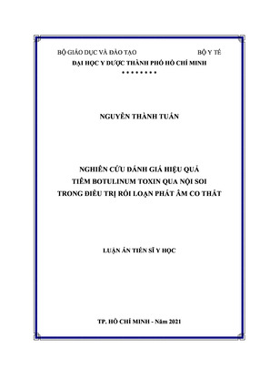 Nghiên Cứu Đánh Giá Hiệu Quả Tiêm Botulinum Toxin Qua Nội Soi Trong Điều Trị Rối Loạn Phát Âm Co Thắt