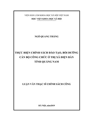 Thực Hiện Chính Sách Đào Tạo, Bồi Dưỡng Cán Bộ Công Chức Ở Thị Xã Điện Bàn, Tỉnh Quảng Nam