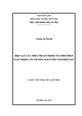 Hiệu Lực Của Thỏa Thuận Trọng Tài Theo Pháp Luật Trọng Tài Việt Nam