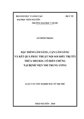 Đặc Điểm Lâm Sàng, Cận Lâm Sàng Và Kết Quả Phẫu Thuật Nội Soi Điều Trị Túi Thừa Meckel Có Biến Chứng Tại Bệnh Viện Nhi Trung Ương