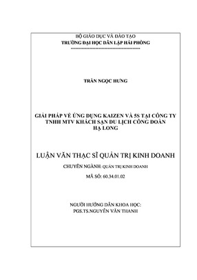 Giải Pháp Về Ứng Dụng Kaizen Và 5S Tại Công Ty Tnhh Mtv Khách Sạn Du Lịch Công Đoàn Hạ Long